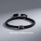 Fortune Jewel 925 Sterling Silver Om Mani Padme Hum Peace Braided Bracelet