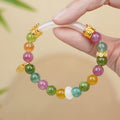 Fortune Jewel Colorful Tourmaline Chalcedony Positive Fu Character Charm Bracelet