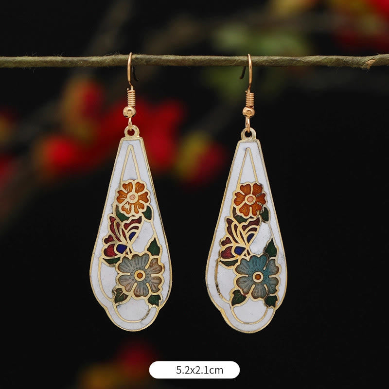 Fortune Jewel Lotus Butterfly Flower Alloy Copper Enlightenment Drop Earrings