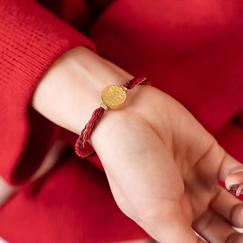 Fortune Jewel Five Directions Gods of Wealth Handmade Reincarnation Knot Protection String Braid Bracelet