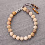 Fortune Jewel Weathered Stone Om Mani Padme Hum Strengthen Bracelet