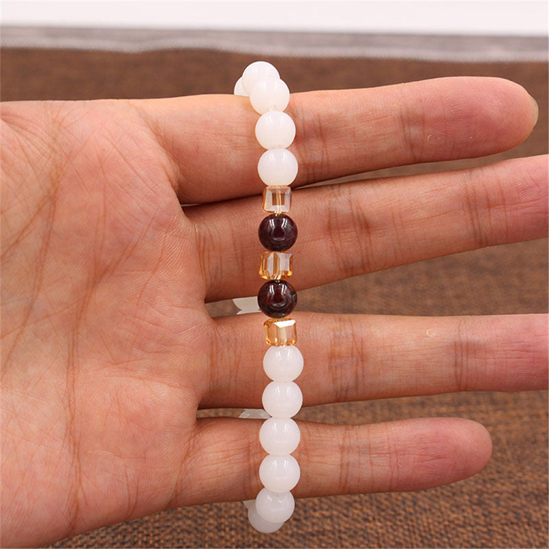 Fortune Jewel Natural White Jade Protection Bracelet