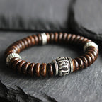 Fortune Jewel Natural Tibetan Coconut Shell Om Mani Padme Hum Positive Bracelet