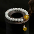 Fortune Jewel Natural White Jade Agate Protection Bracelet