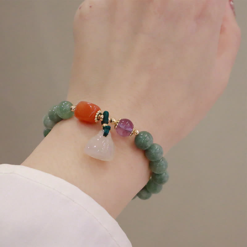 Fortune Jewel Cyan Jade Lotus Pumpkin Wish Peace Buckle Amethyst Crystal Healing Bracelet