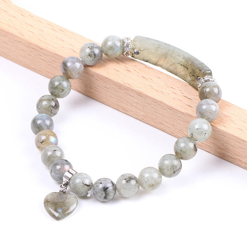 Fortune Jewel Natural Quartz Love Heart Healing Beads Bracelet