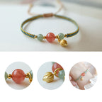 Fortune Jewel Red Agate Jade Lotus Confidence Calm String Bracelet