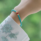 Fortune Jewel Turquoise Red Agate Beaded Protection Bracelet