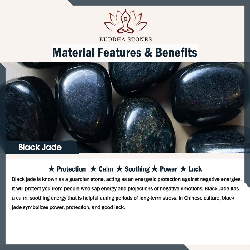 Fortune Jewel Natural Black Jade Kwan Yin Avalokitesvara Wealth Titanium Steel Chain Necklace Pendant Fortune Jewel