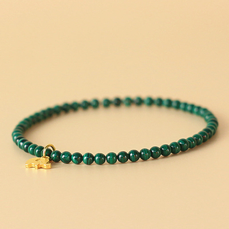 Fortune Jewel Natural Malachite Elephant Anti-Anxiety Charm Bracelet