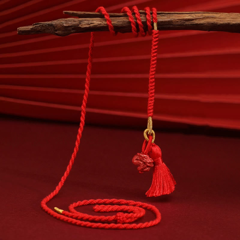 Fortune Jewel Natural Cinnabar Dragon Blessing Red String Belly Chain