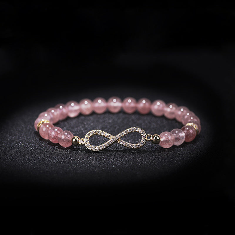 Fortune Jewel Natural Strawberry Quartz Positivity Healing Bracelet