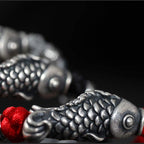 Fortune Jewel Silver Luck Koi Fish Braided String Bracelet