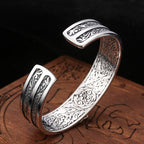 Fortune Jewel 925 Sterling Silver Vajra Dorje Engraved Spiritual Power Bracelet Bangle