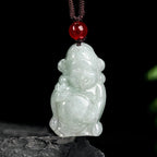 Fortune Jewel Natural Jade Chinese God of Wealth Caishen Ingot Luck Necklace Pendant
