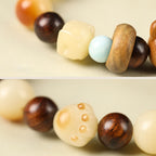 Fortune Jewel Natural Bodhi Seed Sandalwood Lucky Cute Cat Head Paw Claw Peace Bracelet