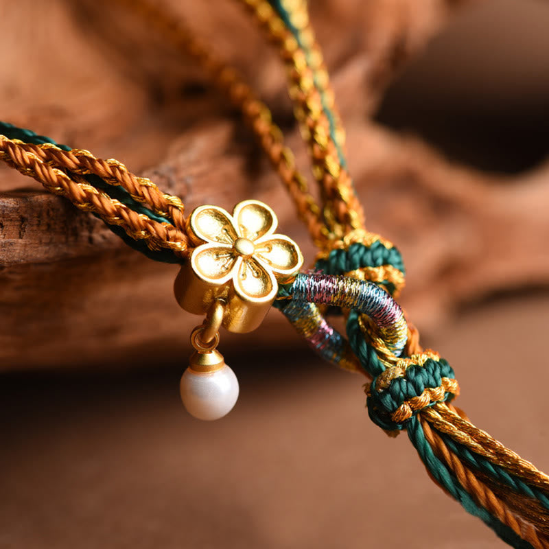Fortune Jewel Tibetan Handmade Rope Liuli Glass Bead Braided Multilayered Healing Bracelet