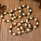Fortune Jewel Tibetan Zakiram Goddess of Wealth Charm Liuli Glass Incense Ash Porcelain Bead Protection Bracelet