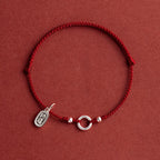 Fortune Jewel 925 Sterling Silver Lucky Fortune Peace Joy Lotus Peace Buckle Red String Bracelet