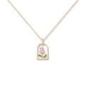 Pink Tulip Pendant Necklace for Women | Gold-Plated Crystal Charm with Thin Delicate Chain