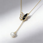 Butterfly Necklace with 18K Gold Plating and Pearl Charm