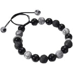 Fortune Jewel Vintage Lava Rock Black Obsidian Picasso Jasper Beads Support Rope Bracelet