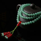 Fortune Jewel 108 Beads Green Aventurine Red Agate Luck Mala Bracelet