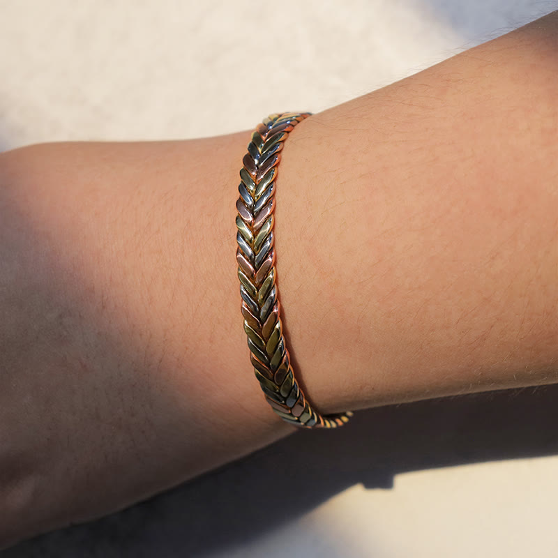 Fortune Jewel Vintage Magnetic Copper Adjustable Cuff Bracelet Bangle
