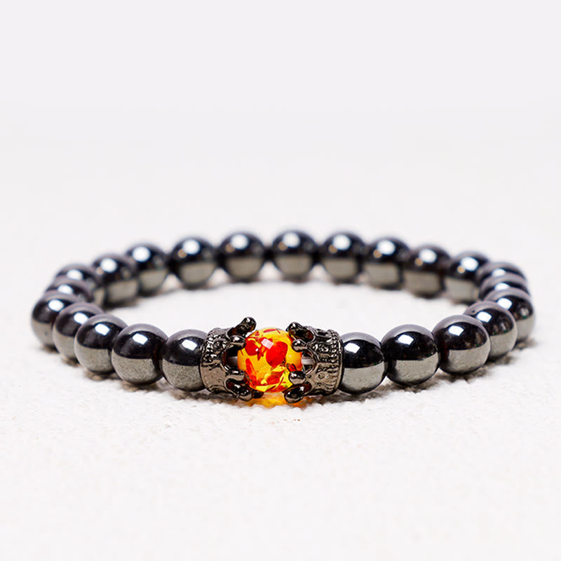 Fortune Jewel Natural Stone King&Queen Crown Healing Energy Beads Couple Bracelet