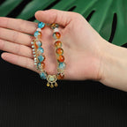 Fortune Jewel Colorful Liuli Glass Bead Chinese Lock Charm Fortune Bracelet