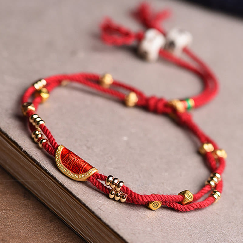 Fortune Jewel Handmade Cinnabar Dumplings Design Luck Braided Red Rope Bracelet