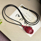 Fortune Jewel Laughing Buddha Yin Yang Chinese Zodiac Gourd Natural Cinnabar Blessing Necklace Pendant