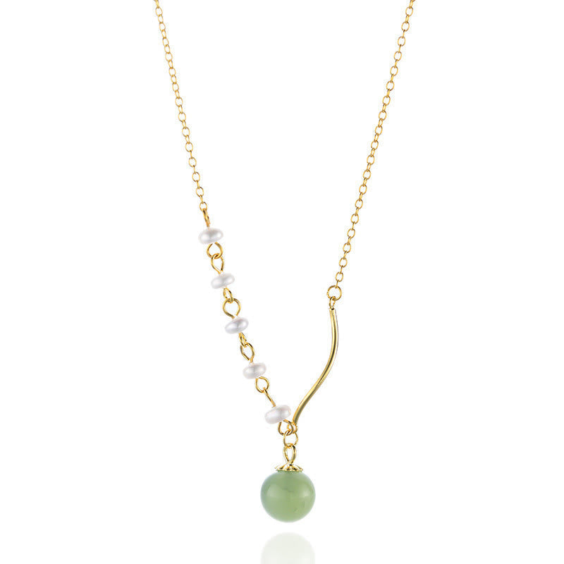 Fortune JewelNatural Hetian Jade Pearl Luck Bead Necklace Pendant