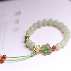 Fortune Jewel 925 Sterling Silver Jade Luck Flower Butterfly Bracelet