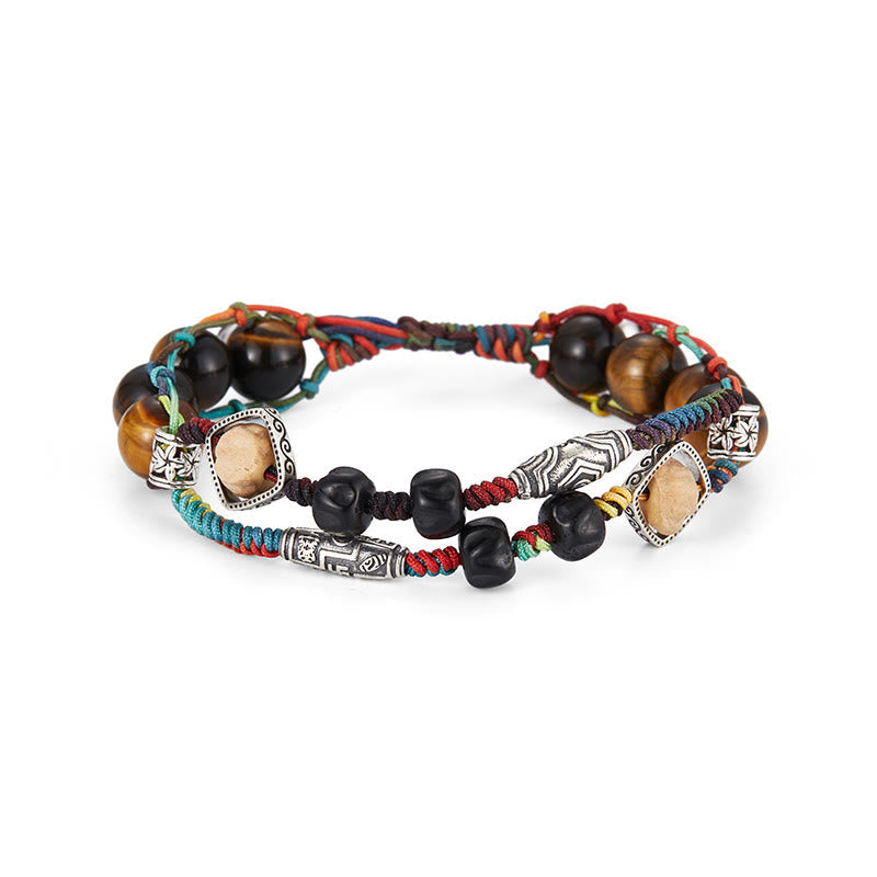 Fortune Jewel 925 Sterling Silver Tiger's Eye Bodhi Seed Handmade Courage Bracelet
