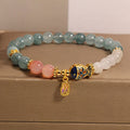 Fortune Jewel Jade Yanyuan Agate White Jade Koi Fish Scripture Charm Luck Bracelet