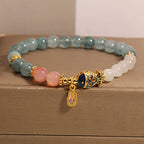 Fortune Jewel Jade Yanyuan Agate White Jade Koi Fish Scripture Charm Luck Bracelet