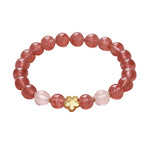 Fortune Jewel Natural Strawberry Quartz Peach Blossom PiXiu Attract Fortune Healing Bracelet