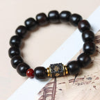 Fortune Jewel Ebony Wood Auspicious Clouds Engraved Calm Bracelet