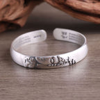 Fortune Jewel 999 Sterling Silver Buddha Head Heart Sutra Serenity Bracelet Bangle