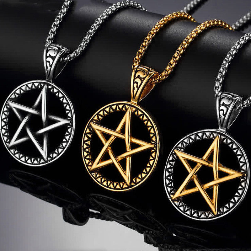 Fortune Jewel Pentagram Titanium Steel Balance Necklace Pendant