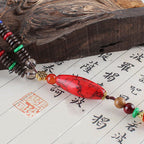 Fortune Jewel Wenge Wood Turquoise Stone Protection Calm Necklace Pendant