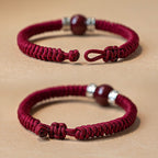 Fortune Jewel 925 Sterling Silver Natural Cinnabar Bead Calm Handmade Braided String Bracelet