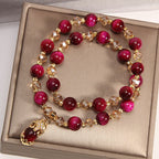 Fortune Jewel Tiger Eye Pixiu Fox Money Bag Protection Self Confidence Double Wrap Bracelet