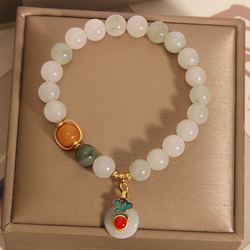Fortune Jewel Jade Auspicious Clouds Red Agate Citrine Prosperity Bracelet