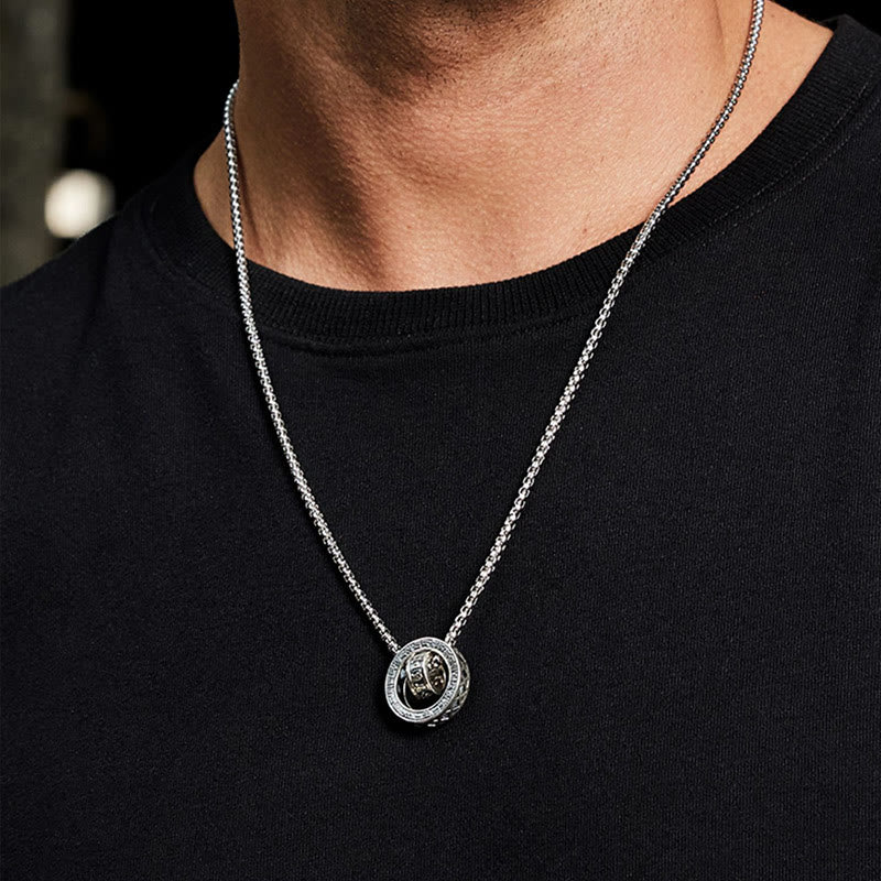 Fortune Jewel Tibetan Om Mani Padme Hum Carved Peace Purity Chain Necklace Pendant
