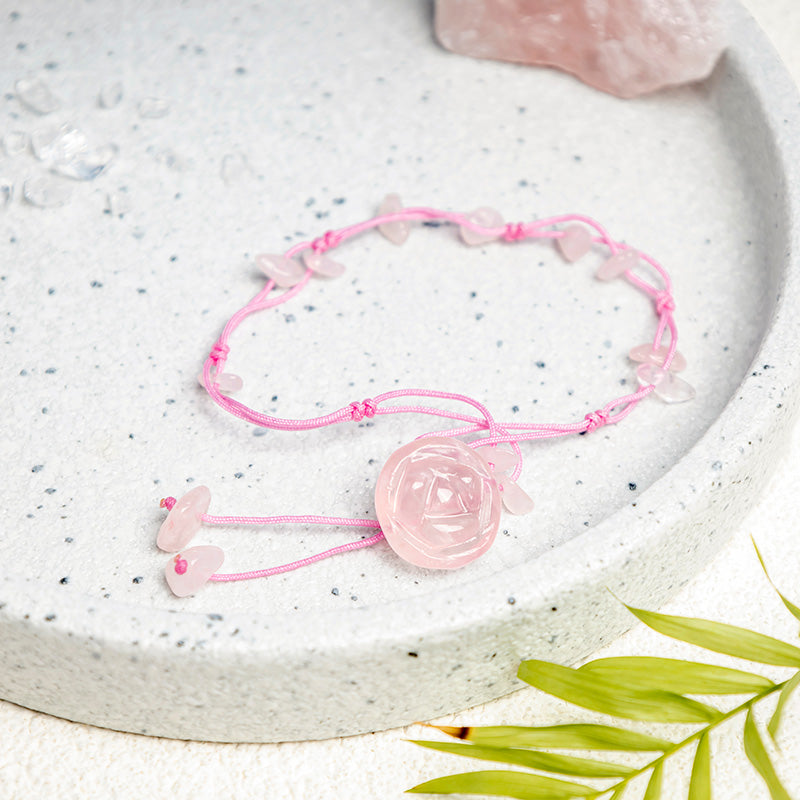 Fortune Jewel Amethyst Pink Crystal Green Aventurine Rose Inner Peace Healing Anklet
