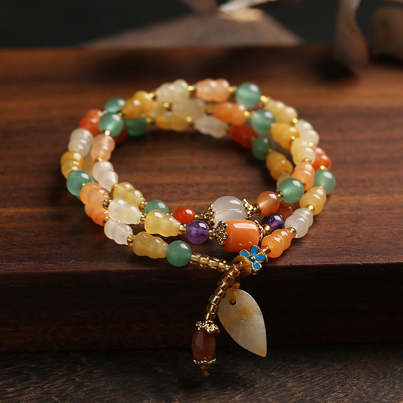 Fortune Jewel Golden Silk Jade Gourd Wealth Bracelet