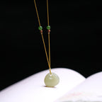 Fortune Jewel Natural Hetian Jade Small Bag Pattern Prosperity String Necklace Pendant