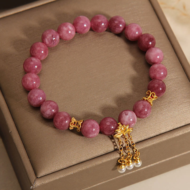 Fortune Jewel Pink Tourmaline Lotus Flower Positive Bracelet